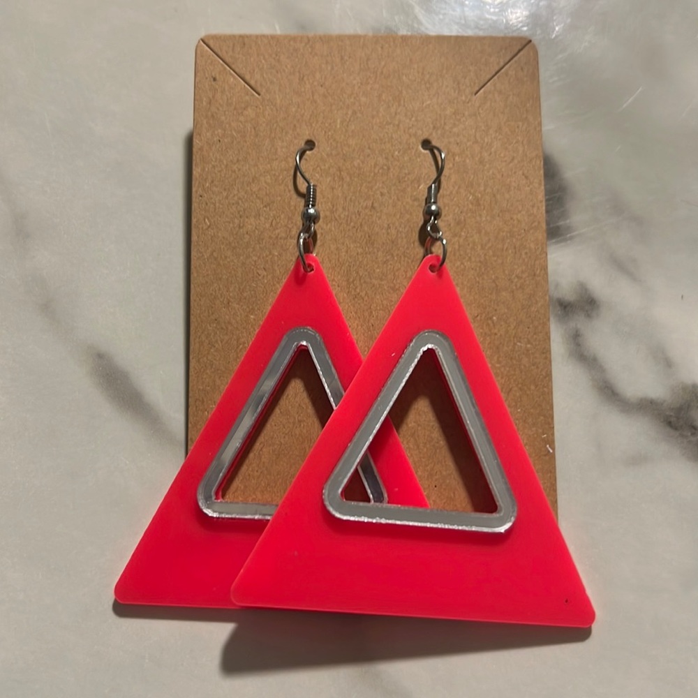 Pink Triangle Earrings NWOT